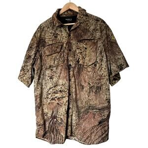 GUIDED SERIES Men's XL Mossy Oak‎ Brush Camo Short Sleeve Vented Button Up Shirt